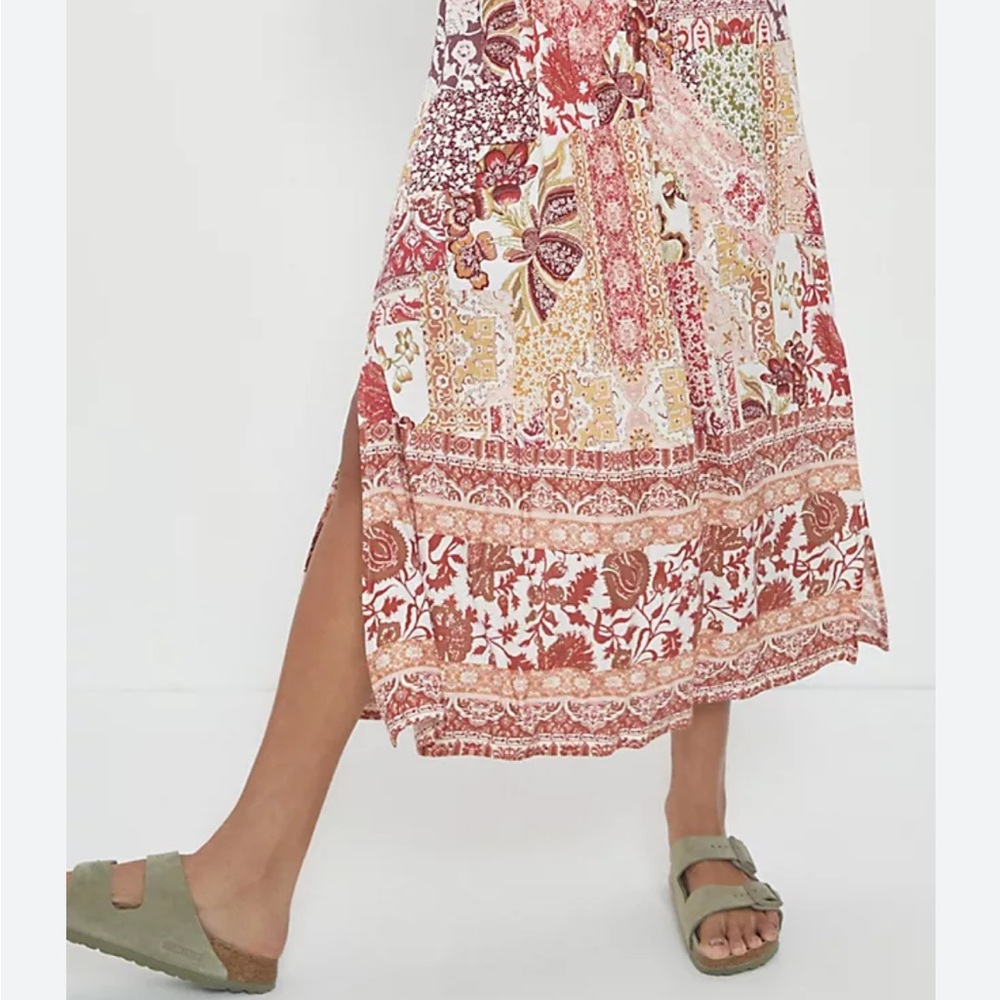 Anthropologie Indra Floral Patchwork Midi Skirt Large